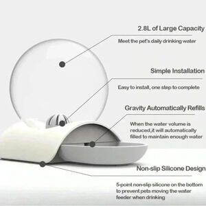 Pet Water‎ Dispenser, 2.8L Automatic Gravity cat or dog minimalist modern NIB